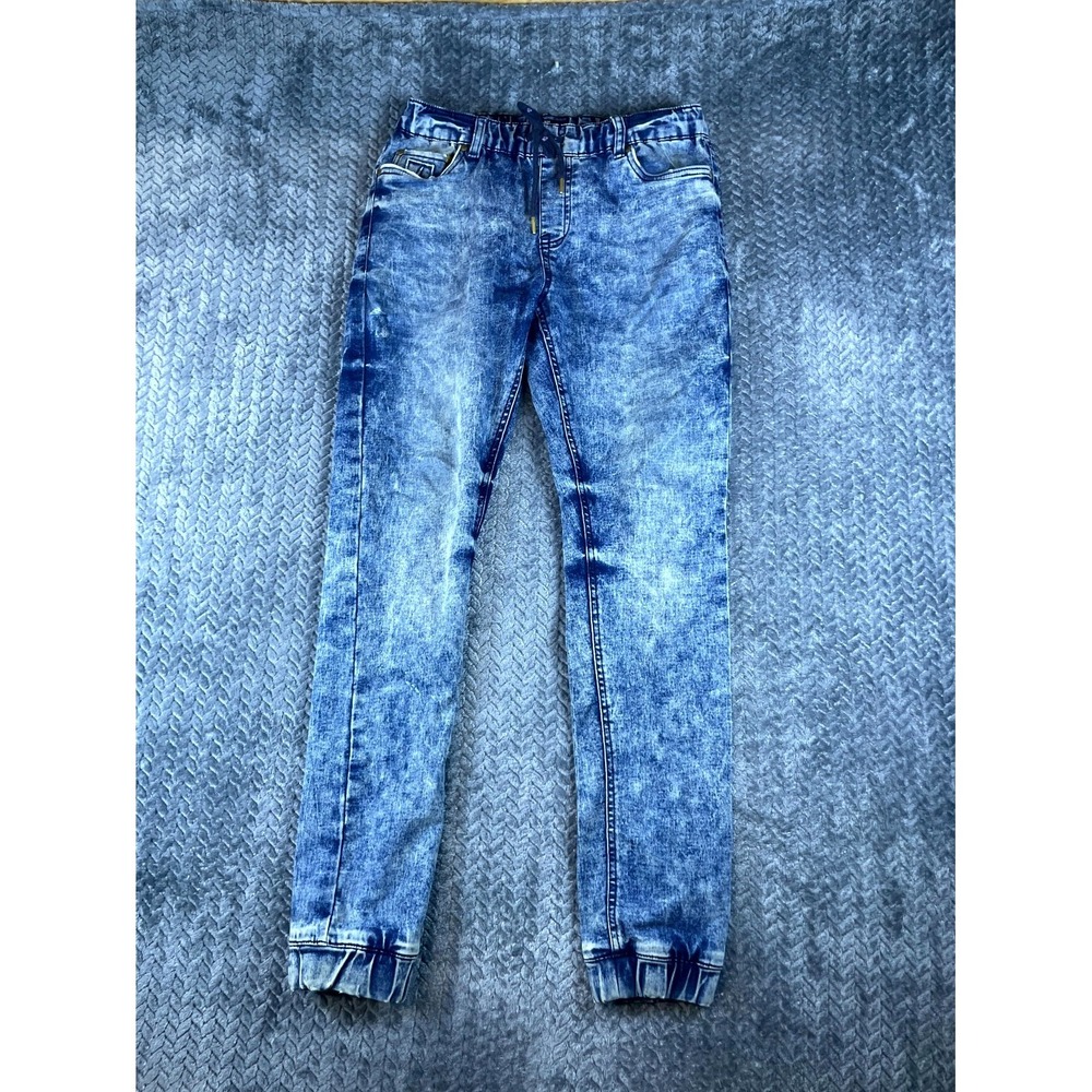 Jeaniologie DNM Works Jagger Denim Jogger Mens S 28 Blue Acid Wash Elastic Waist